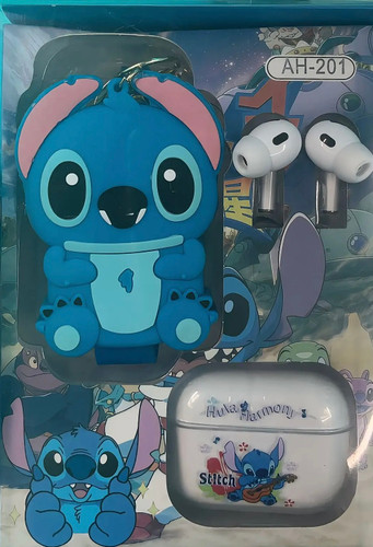 ایرپاد بلوتوثی فانتزی مدل AH-201 طرح Stitch به همراه کاور سیلیکونی
