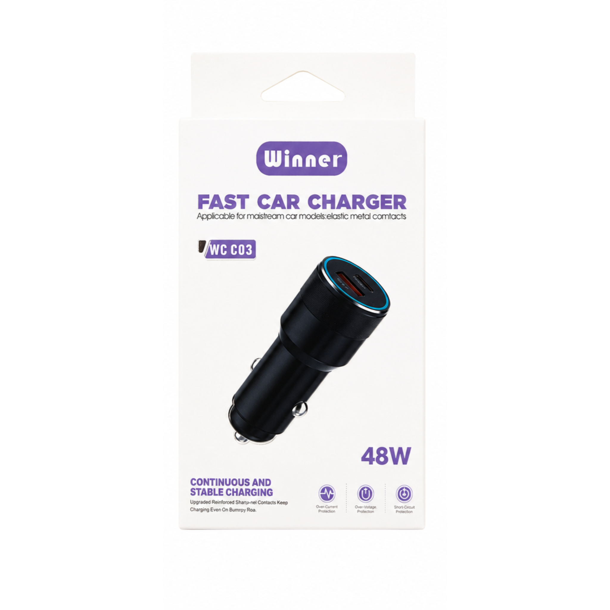 شارژر فندکی فست شارژ Winner WC-C03 48W دو پورت