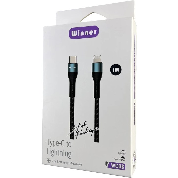 کابل شارژ و انتقال داده USB به لایتنینگ وینر مدل WC08 | طول ۱ متر