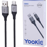کابل شارژ سریع تایپ C یوکی (Yookie) مدل CB93 توان 30 وات طول 1 متر