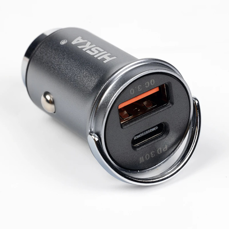 شارژر فندکی هیسکا مدل HCC-306 به همراه کابل تبدیل USB-C